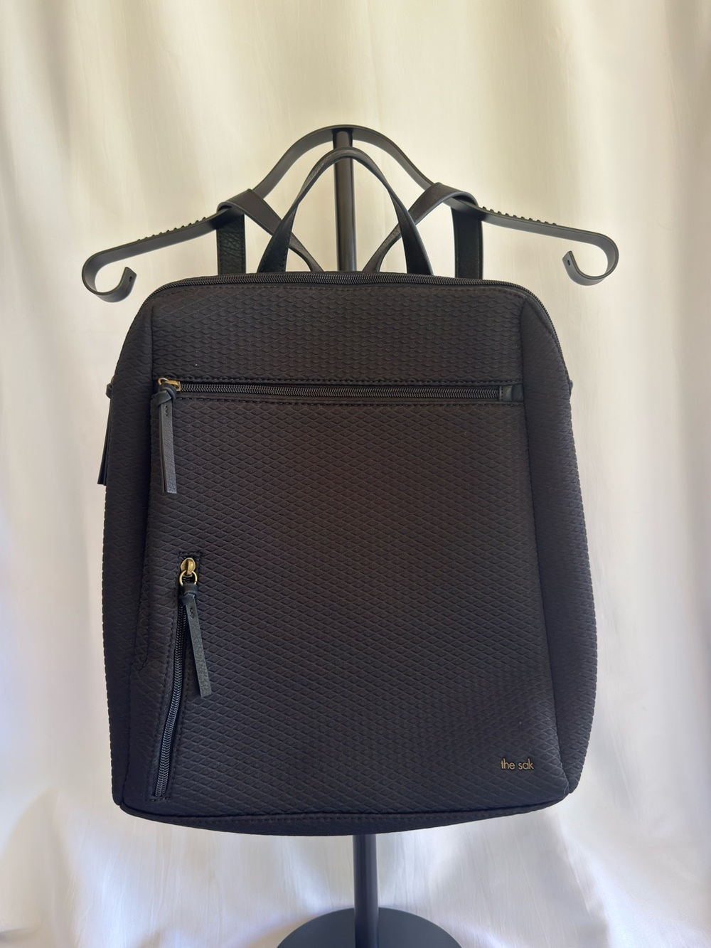 The Sak Olvera Metro Black Textured Backpack with Gold Accents NWOT